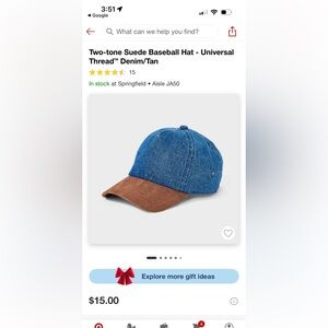 NWT Two Tone Universal Thread Suede/Denim Baseball Cap